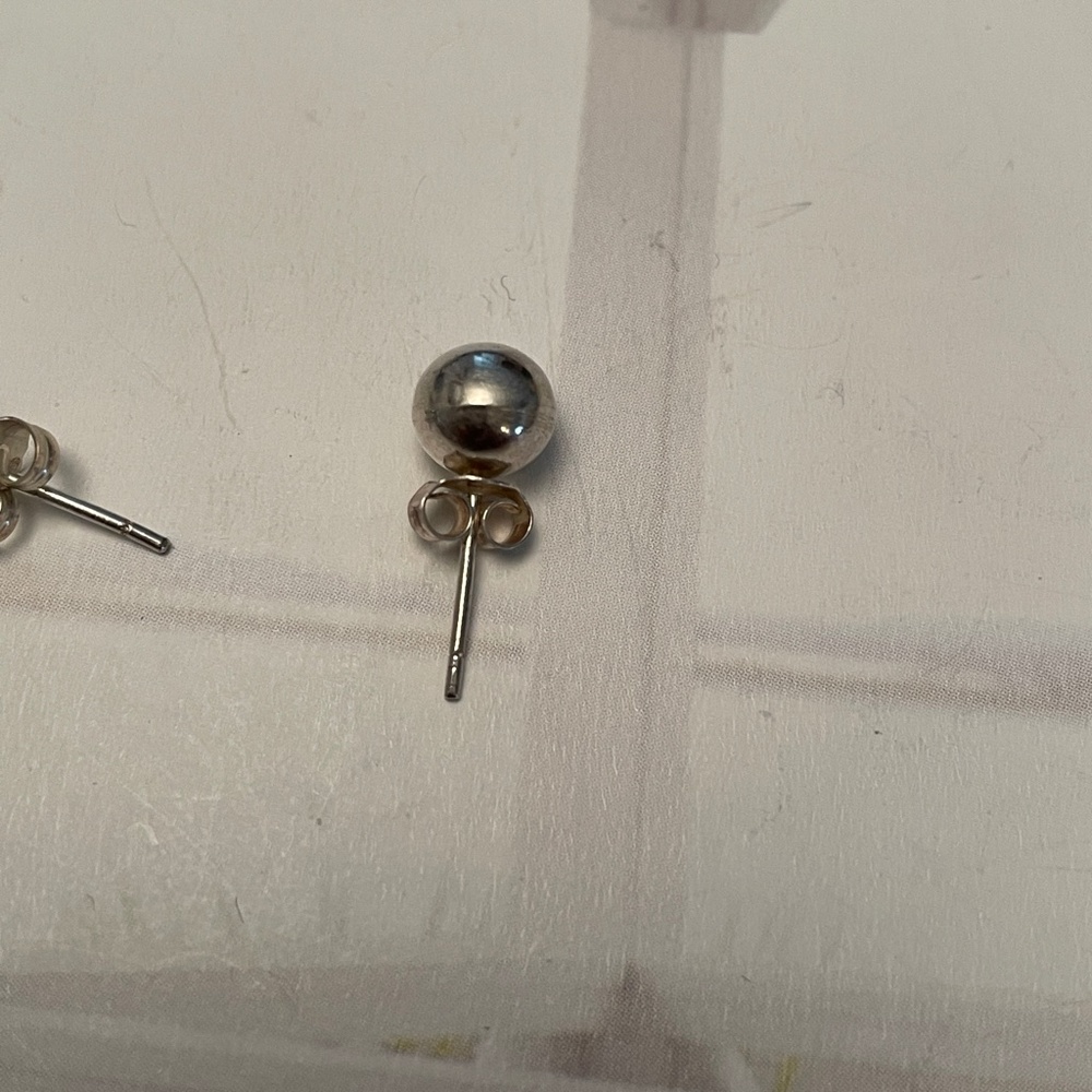 Classic Sterling Silver Ball Stud Earrings - Picture 3 of 4